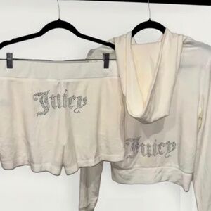 Juicy Couture Cream Tracksuit Zip-Up Hoodie&Short Set